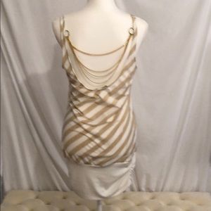 Arden b gold/cream chain detail tunic tank Large